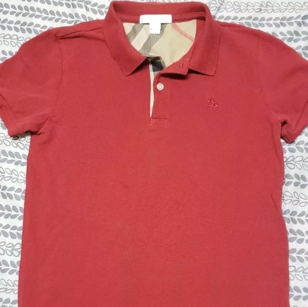Authentic Burberry Boys Red Polo Nova Check